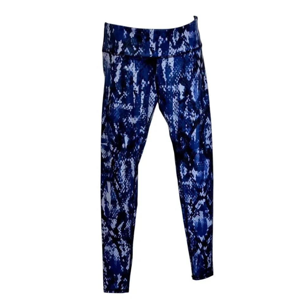 Alo Yoga Airbrush Leggings Pants Deep Electric Blue Python Snake Print s…